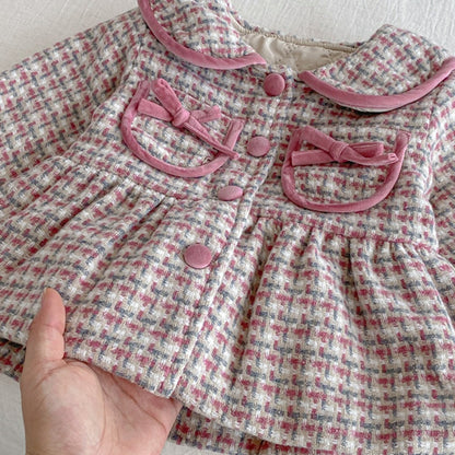 【BABY】冬新作チェック柄ウール中綿コートSK102722