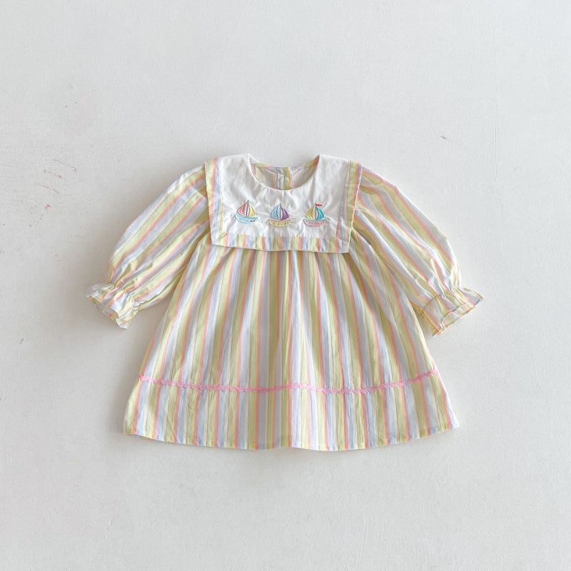 【BABY&KID】カラフル帆船刺繍ワンピースSK011020