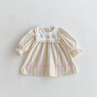 【BABY&KID】カラフル帆船刺繍ワンピースSK011020