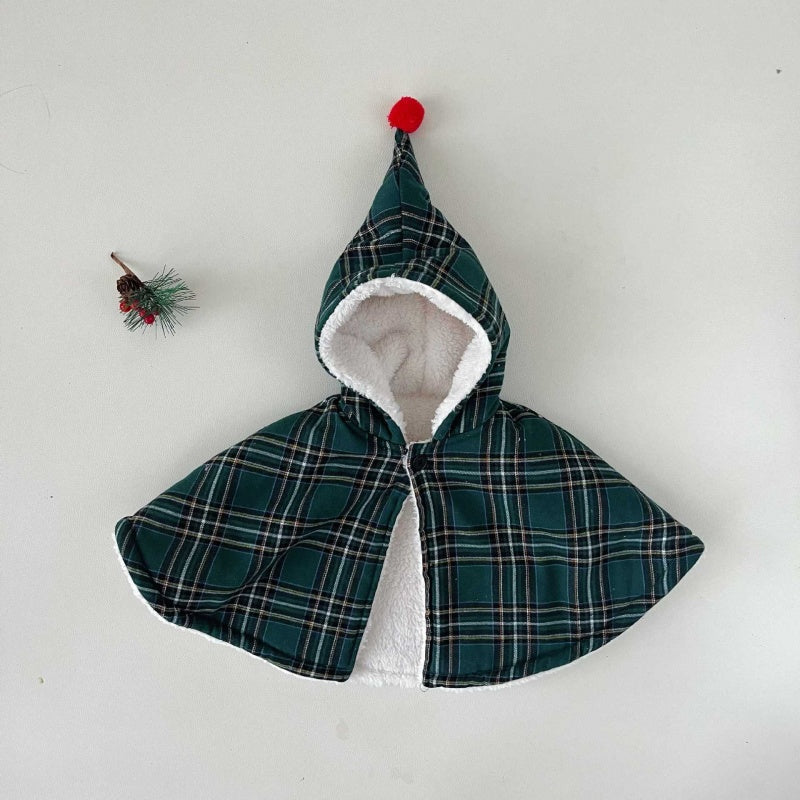 【BABY】クリスマスチェックポンチョSK102829