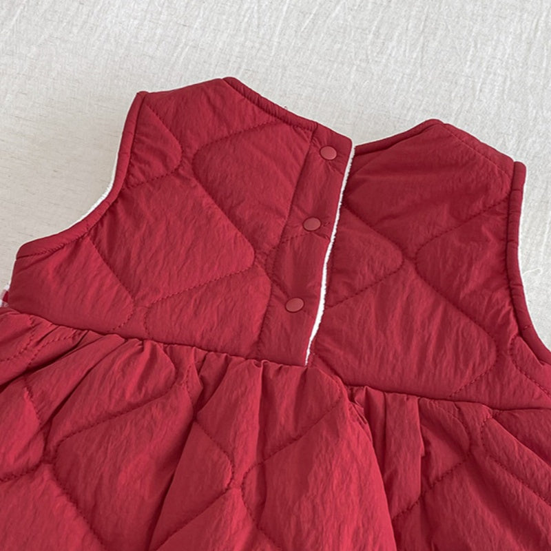 【BABY】冬新作キルティング蝶結びあったかロンパースSK103108