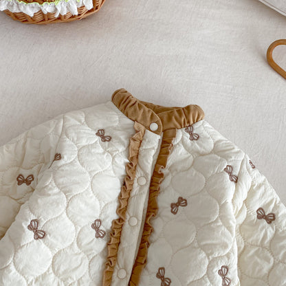 【BABY&KID】冬新作リボン中綿キルティングコートSK102521