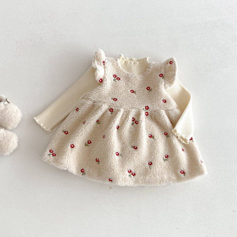 【BABY&KID】冬新作刺繍裏起毛ワンピースSK102905