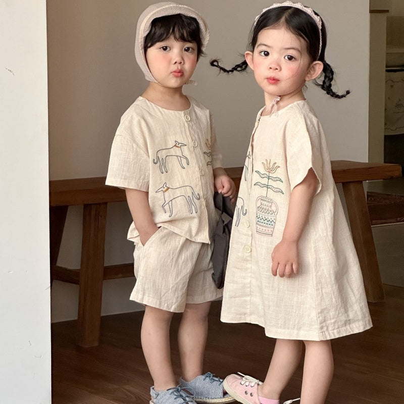 【BABY&KID】夏新作刺繍セットアップ、ワンピースSK104722