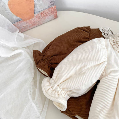 【BABY&KID】冬新作レース襟裏起毛コットンコートSK102731