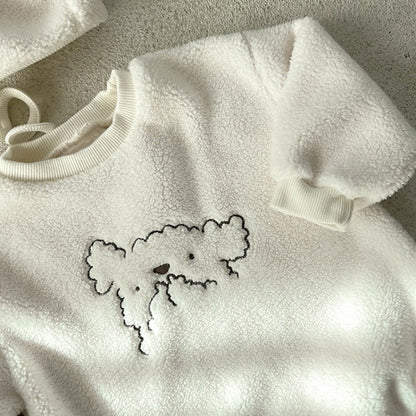 【BABY】ひつじ刺繍ボアロンパース&帽子SK101520