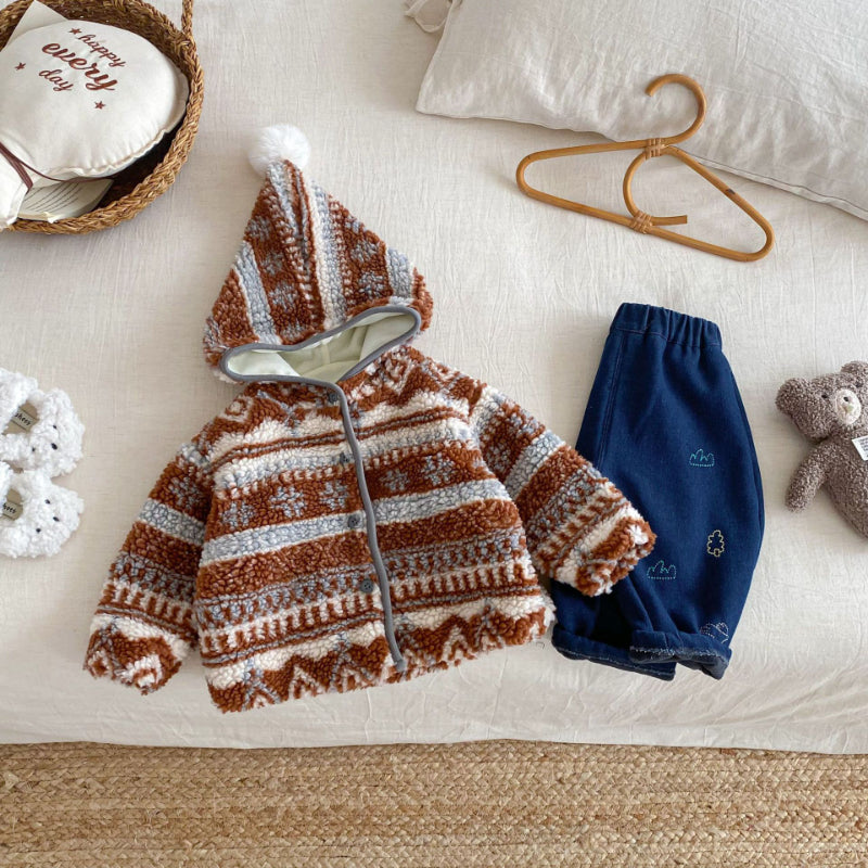 【BABY&KID】冬新作レトロ裏起毛ジャカードジャケットSK102902