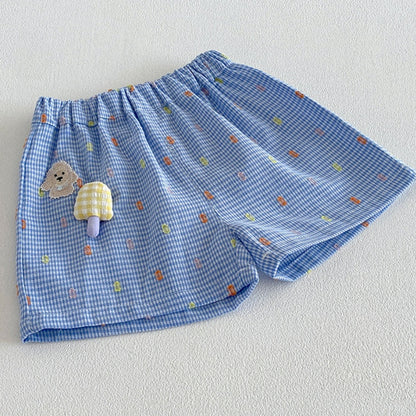 【BABY】夏新作カートゥーンチェックセットアップSK105309