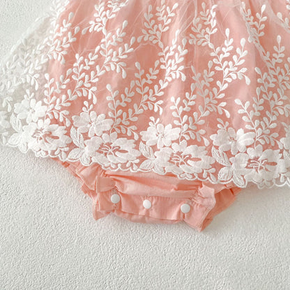 【BABY】夏新作 刺繍ソフトチュールロンパースSK081605