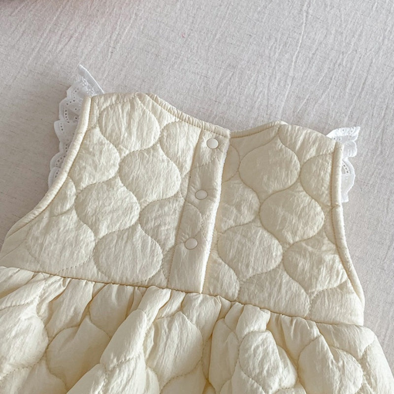 【BABY】冬新作レーススクエアカラ—キルティングあったかロンパースSK103111