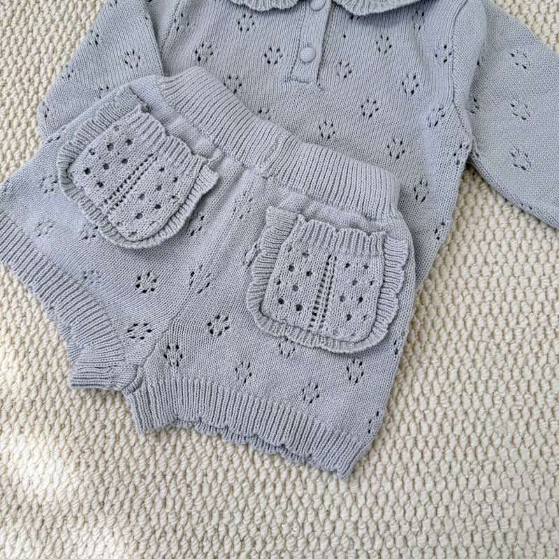 【BABY&KID-予約限定】透かしレースレトロ襟セットアップSK102233