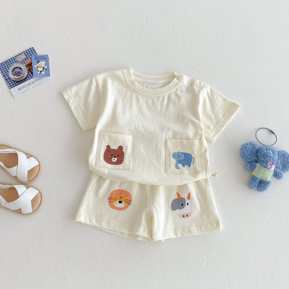 【BABY&KID】夏新作 アニマル柄ショートセットアップSK070212