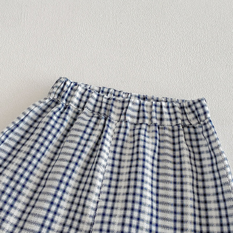 【BABY】夏新作チェックフリルスリーブセットアップSK104812