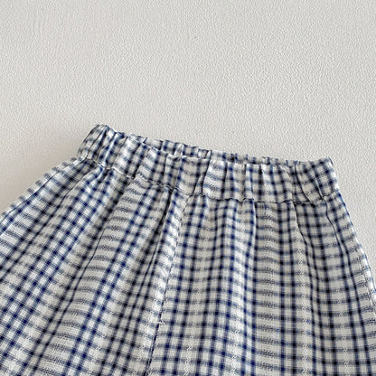 【BABY】夏新作チェックフリルスリーブセットアップSK104812