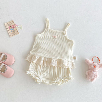 【BABY】夏新作 無地、花柄レースセットアップSK072223