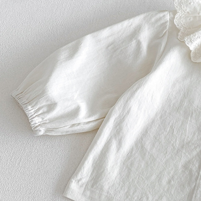 【BABY】チェックサロペットロンパース＆レース襟シャツSK106804