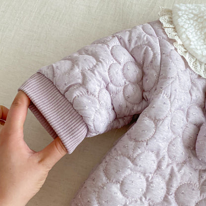 【BABY】韓国風小花柄キルティングカバーオールSK102924