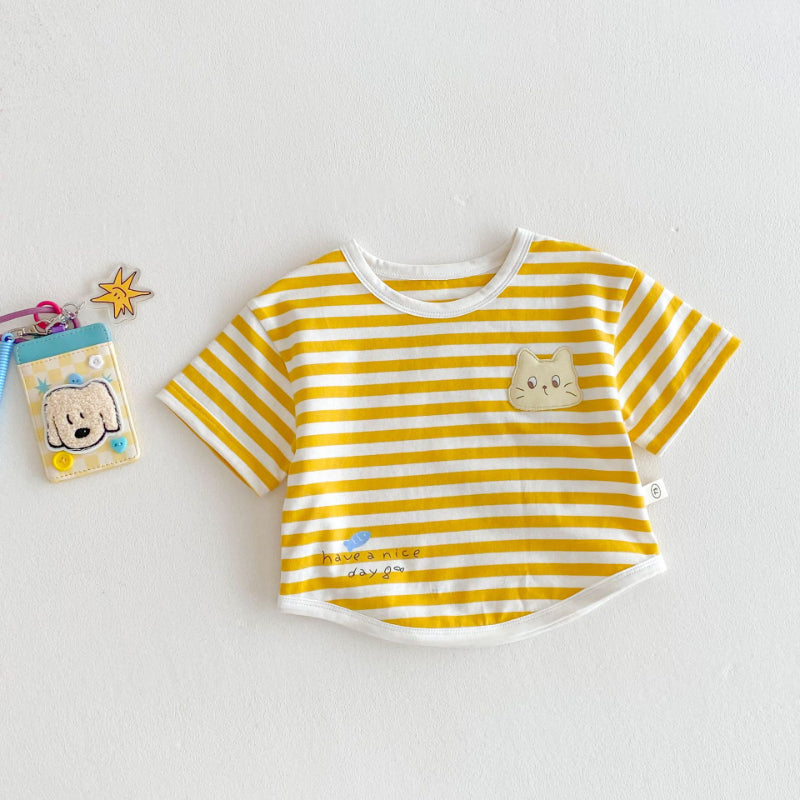 【BABY&KID】夏新作 アニマルロゴボーダーシャツSK072005