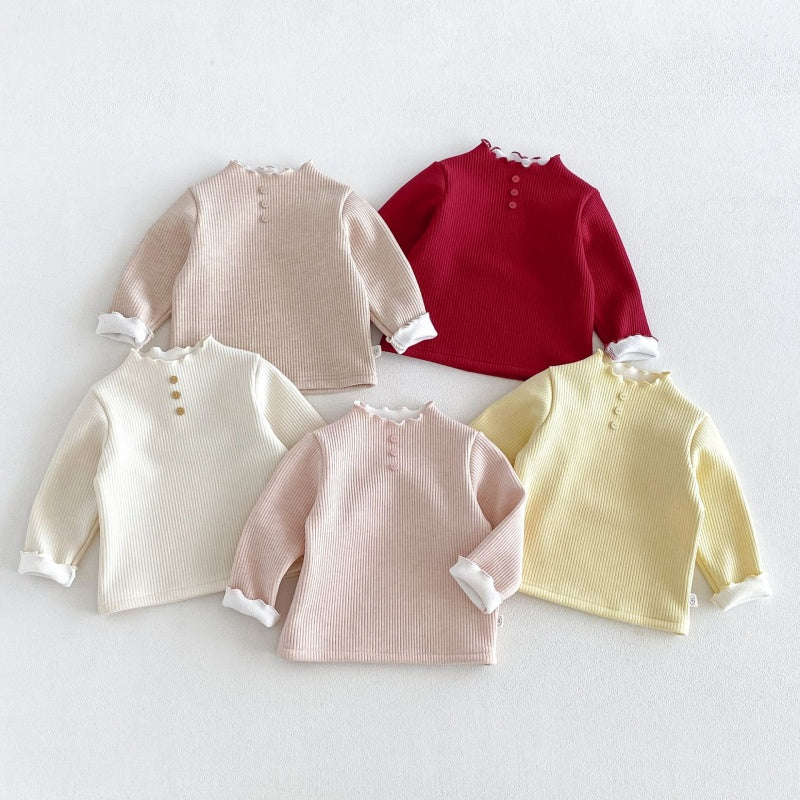 【BABY&KID】冬新作無地リブ裏起毛トップスSK108511