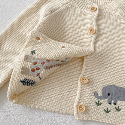 【BABY】キリン＆ゾウ刺繍ニットカーディガンSK102408