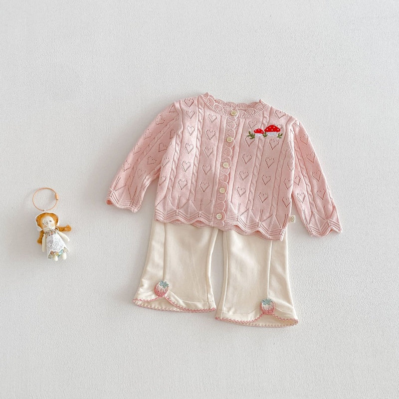 【BABY&KID】韓国風きのこ刺繍カーディガンSK104124