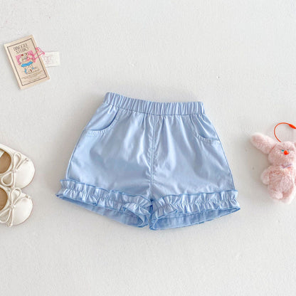 【BABY&KID】夏新作 ニットフリル袖Tシャツ、ョートパンツSK080615