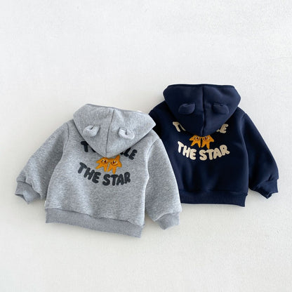 【BABY&KID】冬新作刺繍フード付き裏起毛ジャケットSK108520