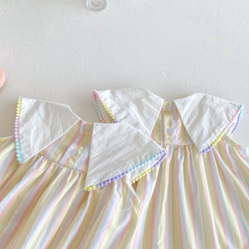 【姉妹服】夏新作 刺繍セーラー舟ロンパース、ワンピースSK072316