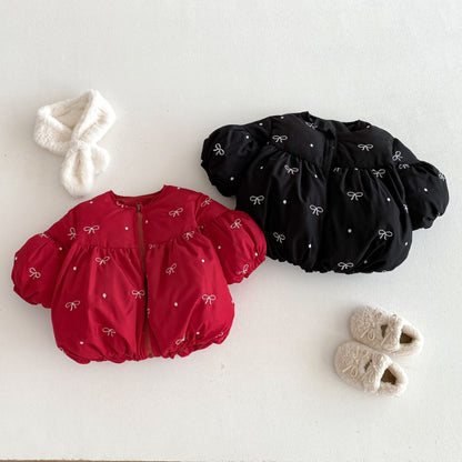 【BABY&KID】冬新作蝶結び刺繍中綿アウターSK103022