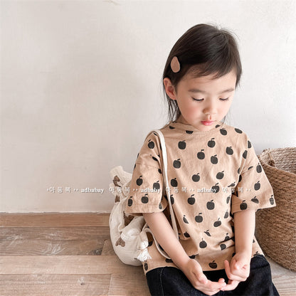 【BABY&KID】夏新作 りんご総柄TシャツSK091609