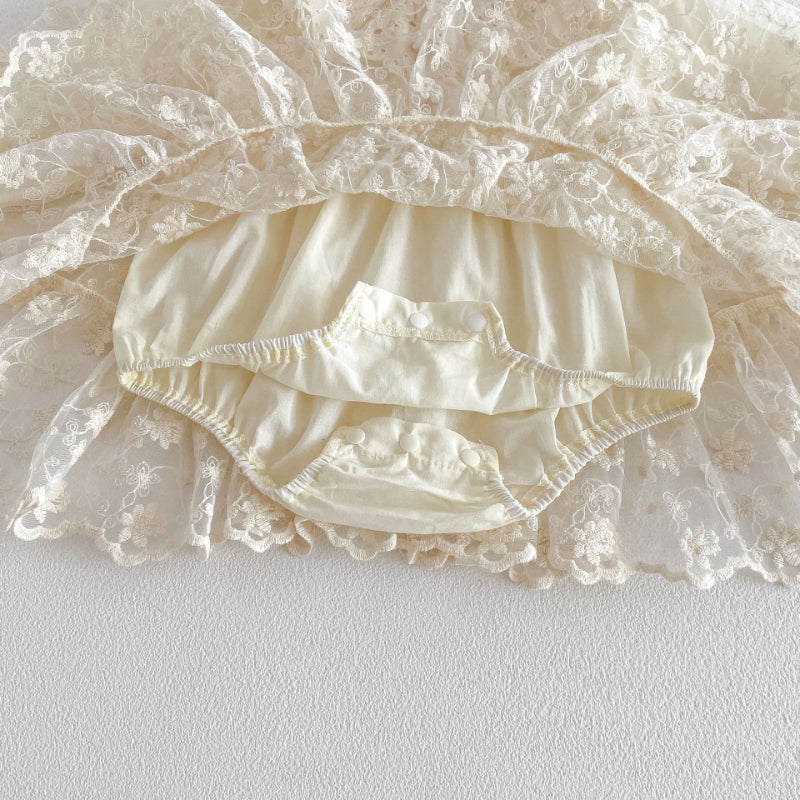 【BABY】フラワー刺繍レースロンパースSK103605