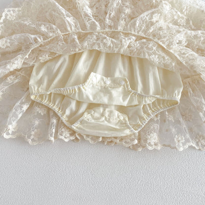 【BABY】フラワー刺繍レースロンパースSK103605