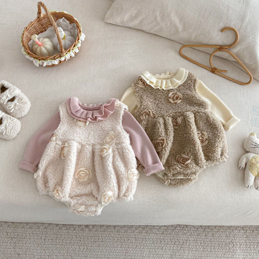 【BABY】冬新作立体フラワーロンパースSK102512