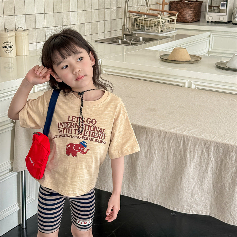 【BABY&KID】夏新作 ゾウさんプリントTシャツSK091610