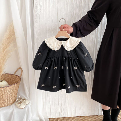 【BABY&KID】レトロ刺繍蝶結びワンピースSK011026