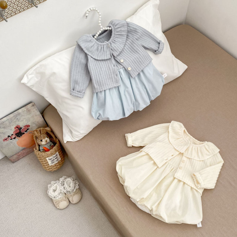 【BABY】バルーンスカートロンパース＆翻襟カーディガンSK092819