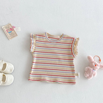 【BABY&KID】夏新作 刺繍クマサロペット、ストライプTシャツSK080619