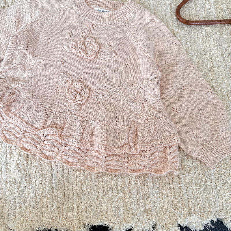 【BABY&KID-予約限定】手編みフラワーニットセーターSK102234