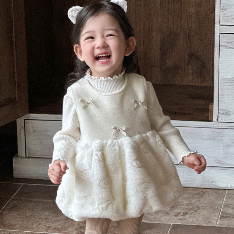 【BABY&KID】冬新作韓国風蝶結びジャンパースカートSK103134