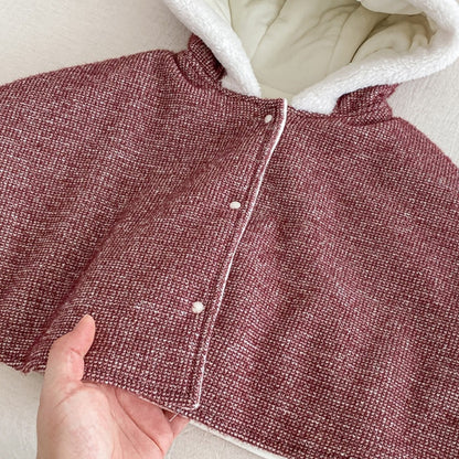 【BABY】冬新作ハート刺繍あったかロンパース、うさ耳あったかケープSK103113