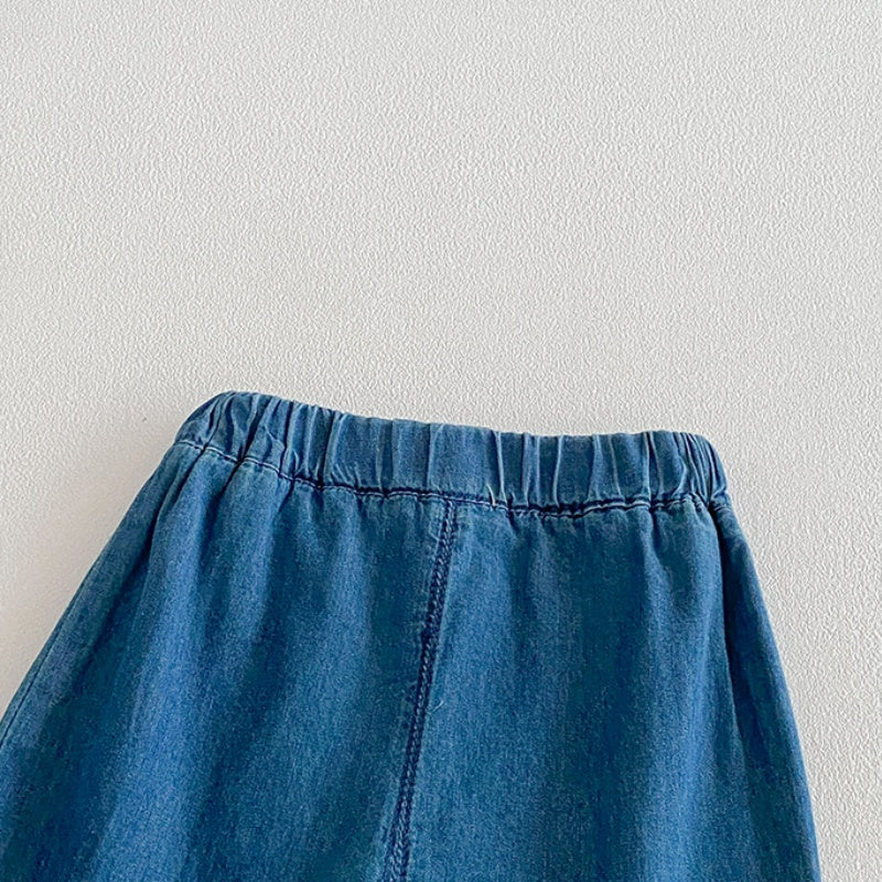 【BABY】夏新作カートゥーン刺繍デニムセットアップSK105312