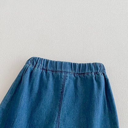 【BABY】夏新作カートゥーン刺繍デニムセットアップSK105312