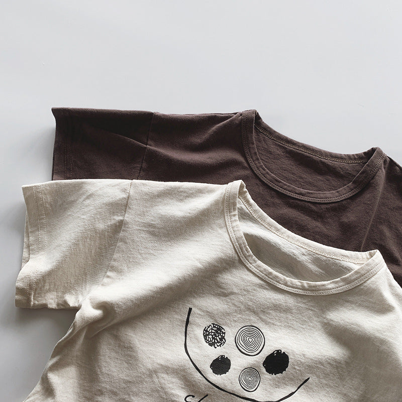 【BABY&KID】夏新作 薄手コットン半袖TシャツSK080818