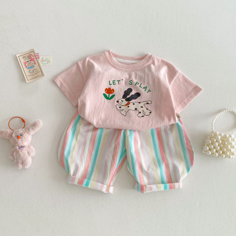 【BABY&KID】夏新作 ストライプ花柄カジュアルパンツSK070606