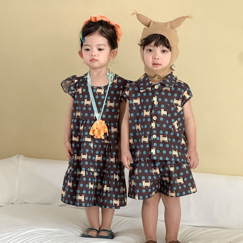 【BABY&KID】夏新作ドットセットアップ、ワンピースSK104717