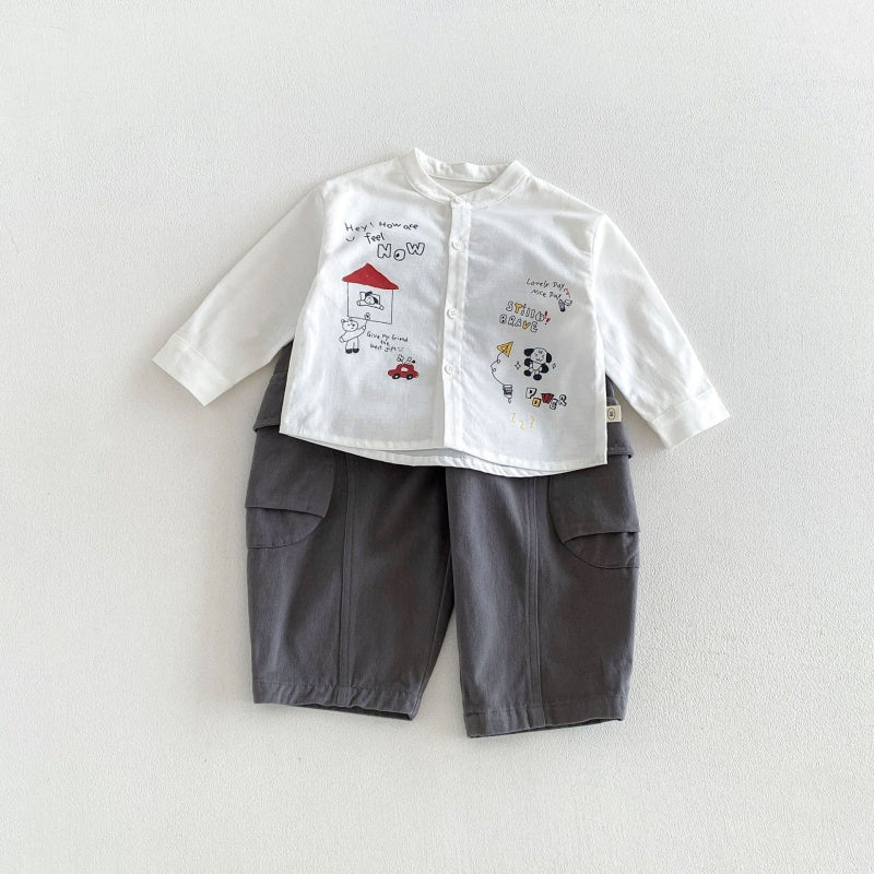 【BABY&KID】カートゥーンプリントシャツ、カジュアルパンツSK107216