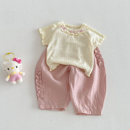 【BABY&KID】夏新作 フリル蝶結びTシャツSK105107