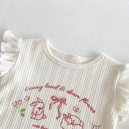 【BABY&KID】夏新作 うさぎプリントトップス、チェックショートパンツSKO71218