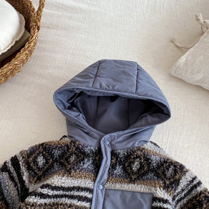 【BABY】レトロフード裏起毛カバーオールSK102927