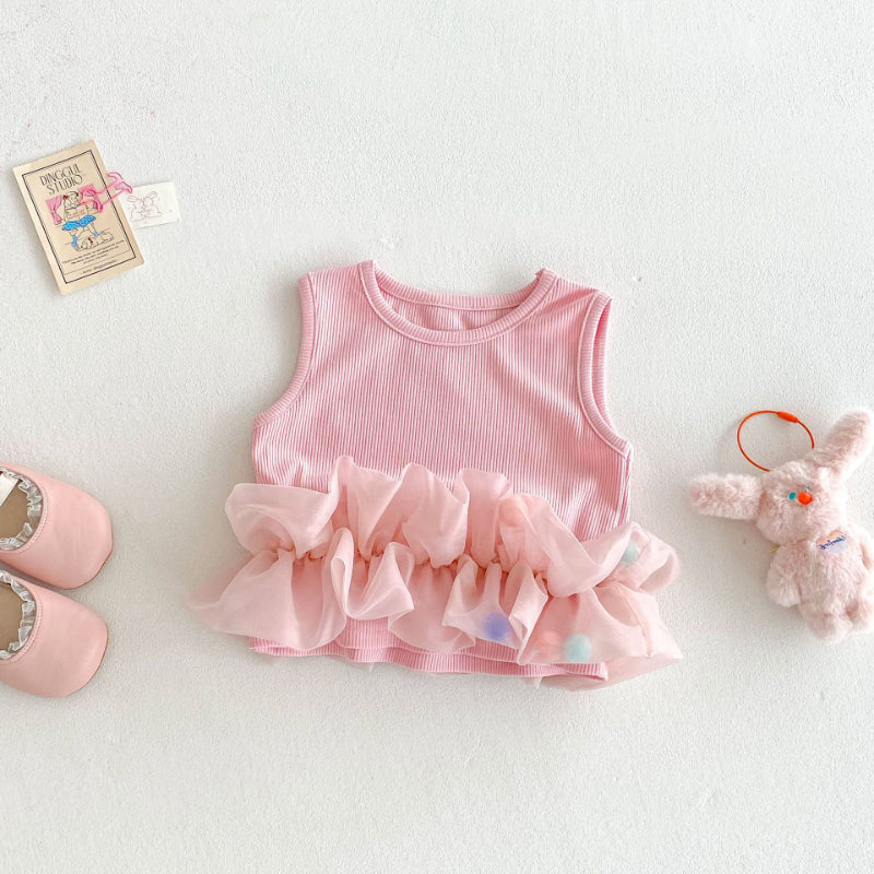 【BABY&KID】夏新作 スイートノースリーブトップス、デニムパンツSK080616
